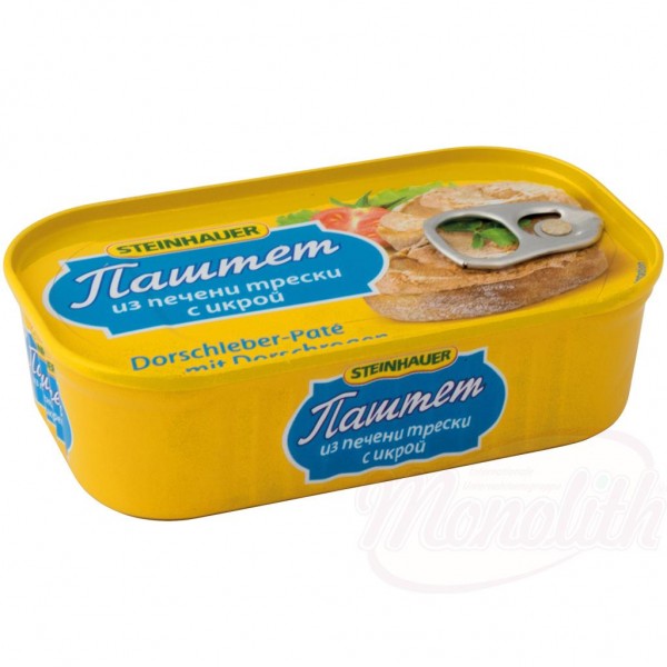 Paté de hígado de bacalao con huevas de bacalao "Steinhauer" 115g - Alemania