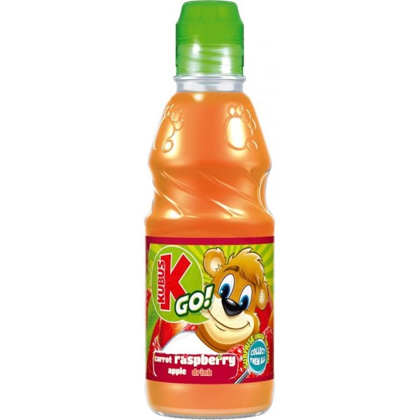 Zumo polaco de zanahoria, manzana y frambuesa "Kubus Go!" 0.33L - Polonia