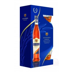 Set Cognac rumano "Alexandrion" 7 estrellas 40% vol. 0.7L + 2 vasos