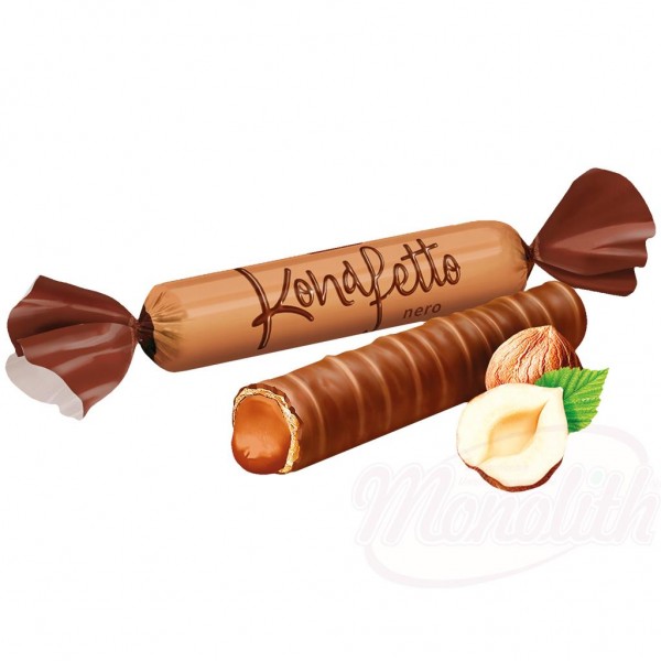 Bombones glaseados "Konafetto nero" rellenos de crema con sabor a avellana 100g - Ucrania