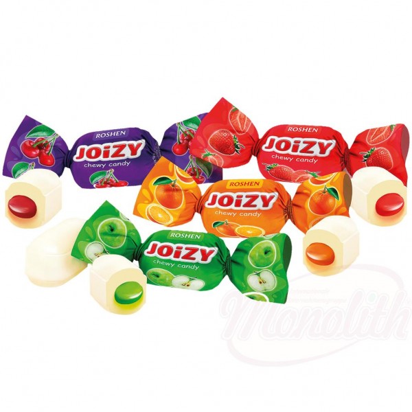 Мягкая карамель "Joizy" с желейной начинкой со вкусом вишни, клубники, яблока, апельсина 100g - 